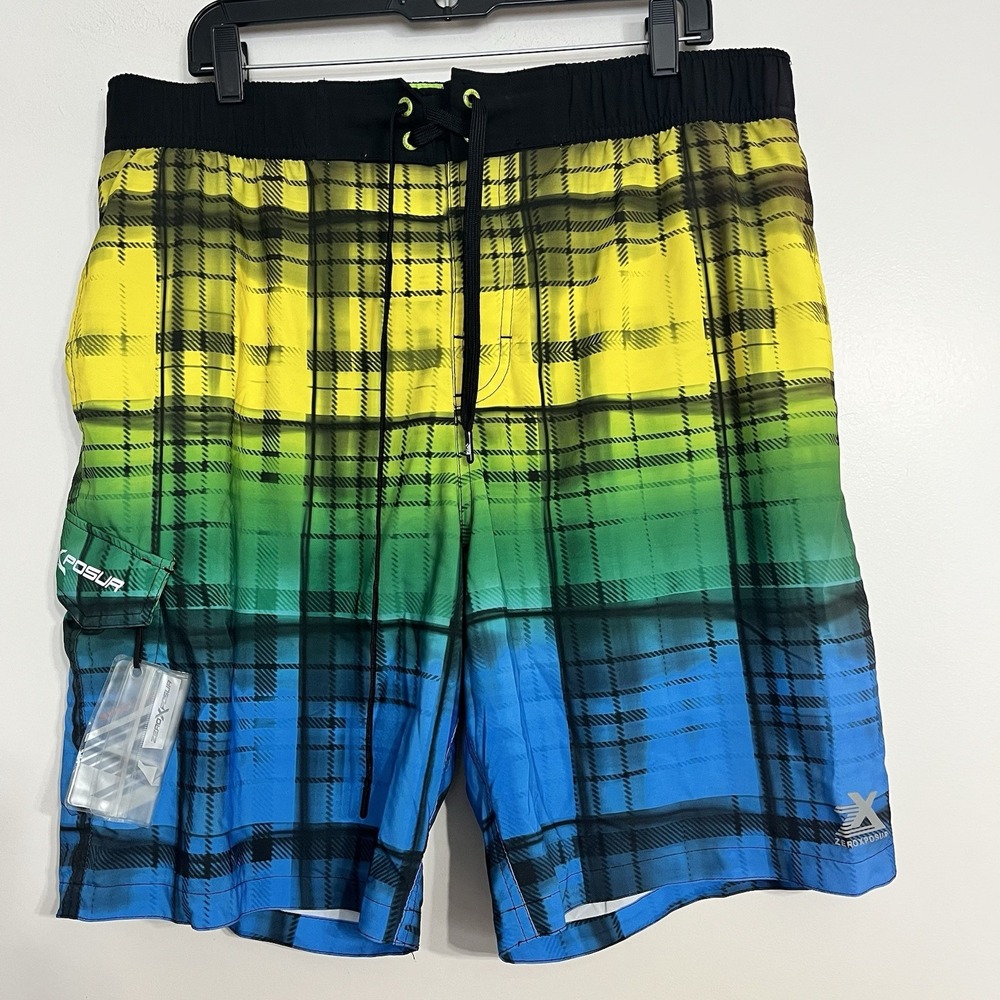 ZeroXposur Sport Size XL Plaid Colorful Swim Trunks Board Shorts